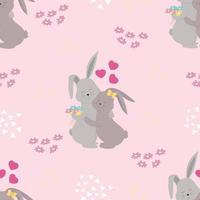 valentijnsdag naadloos patroon met konijnen