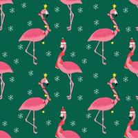 helder flamingo nieuw jaar en Kerstmis naadloos patroon achtergrond. vector