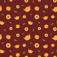 nieuw jaar Chinese patroon met mandarijnen, geld en goud. helder vakantie naadloos patroon voor kaarten, affiches, omhulsel papier, kleding stof. vector. vector