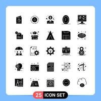 25 solide zwart icoon pak glyph symbolen voor mobiel apps geïsoleerd Aan wit achtergrond 25 pictogrammen reeks creatief zwart icoon vector achtergrond
