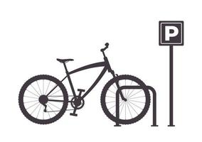fiets parkeren, gemakkelijk grafisch monochroom vector illustratie. fiets parkeren icoon. fiets parkeren silhouet.