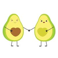 paar van avocado's. avocado in liefde. paar- Aan Valentijnsdag dag. vector illustratie.