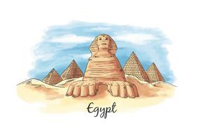 Waterverf Monument Oud Egypte Van Egypte vector