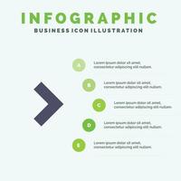 pijl Rechtsaf De volgende solide icoon infographics 5 stappen presentatie achtergrond vector