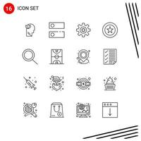 schets pak van 16 universeel symbolen van bal zoeken uitrusting krans prijs bewerkbare vector ontwerp elementen