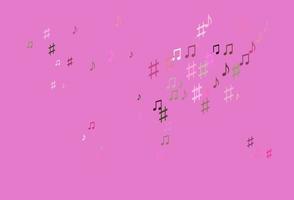 licht roze, groen vector patroon met muziek- elementen.