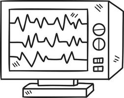 hand- getrokken computer toezicht houden op en pulse illustratie vector