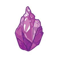 mooi glimmend Purper kristal of amethist edelsteen vector illustratie geïsoleerd Aan duidelijk wit achtergrond. pictogram tekening met tekenfilm gemakkelijk vlak kunst stijl.