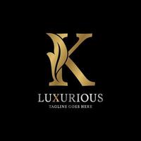 brief k luxueus blad eerste vector logo ontwerp element