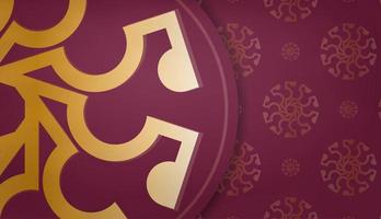 baner van bordeaux kleur met Indisch goud ornamenten voor ontwerp onder de tekst vector