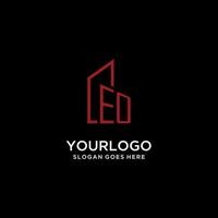 eo eerste monogram met gebouw logo ontwerp vector