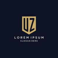 uz monogram initialen logo ontwerp met schild icoon vector