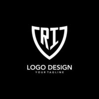 ri monogram eerste logo met schoon modern schild icoon ontwerp vector