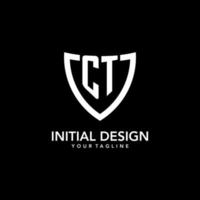 ct monogram eerste logo met schoon modern schild icoon ontwerp vector