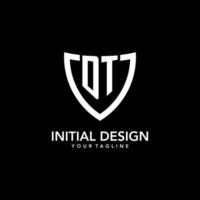 dt monogram eerste logo met schoon modern schild icoon ontwerp vector