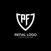 pf monogram eerste logo met schoon modern schild icoon ontwerp vector