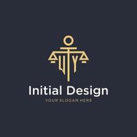 wy eerste monogram logo met schaal en pijler stijl ontwerp vector
