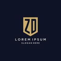 zd monogram initialen logo ontwerp met schild icoon vector