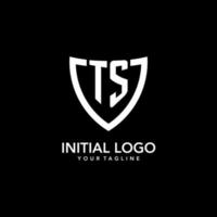 ts monogram eerste logo met schoon modern schild icoon ontwerp vector