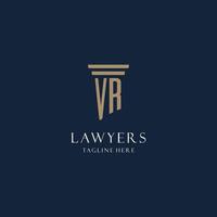 vr eerste monogram logo voor wet kantoor, advocaat, pleiten voor met pijler stijl vector