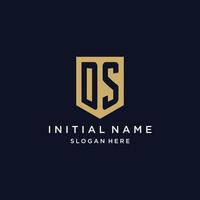 ds monogram initialen logo ontwerp met schild icoon vector