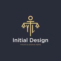 yl eerste monogram logo met schaal en pijler stijl ontwerp vector