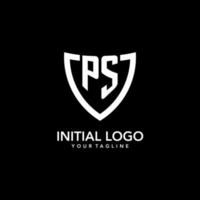 ps monogram eerste logo met schoon modern schild icoon ontwerp vector