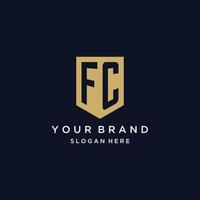 fc monogram initialen logo ontwerp met schild icoon vector