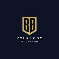 bb monogram initialen logo ontwerp met schild icoon vector