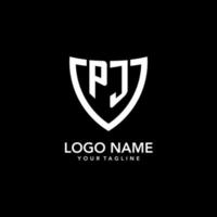 pj monogram eerste logo met schoon modern schild icoon ontwerp vector