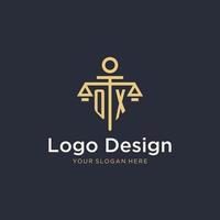 os eerste monogram logo met schaal en pijler stijl ontwerp vector