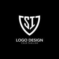 si monogram eerste logo met schoon modern schild icoon ontwerp vector