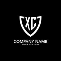 xc monogram eerste logo met schoon modern schild icoon ontwerp vector