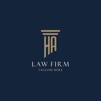 ha eerste monogram logo voor wet kantoor, advocaat, pleiten voor met pijler stijl vector