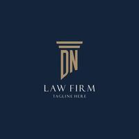 dn eerste monogram logo voor wet kantoor, advocaat, pleiten voor met pijler stijl vector