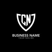 cn monogram eerste logo met schoon modern schild icoon ontwerp vector