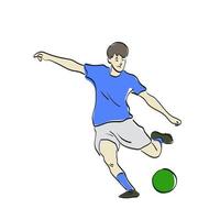 lijn kunst voetbal speler in actie illustratie vector hand- getrokken geïsoleerd Aan wit achtergrond