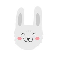 vector wit konijn, hoofd van schattig konijn voor kinderen