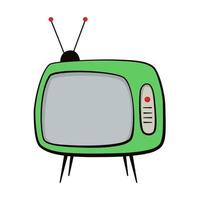 vector tekenfilm illustratie van retro televisie. oud TV doos geïsoleerd Aan wit achtergrond. vlak ontwerp van wijnoogst huis media elektronica