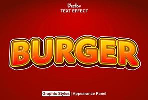 hamburger tekst effect met grafisch stijl en bewerkbaar. vector