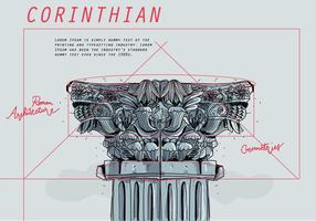 Corinthische Architectonische Blauwdruk Schets Vector
