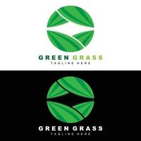 groen gras logo ontwerp, boerderij landschap illustratie, natuurlijk landschap vector