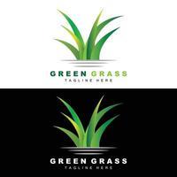 groen gras logo ontwerp, boerderij landschap illustratie, natuurlijk landschap vector