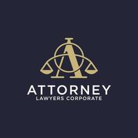 luxe advocaat wet firma logo ontwerp, brief een logo icoon met balans en vorm vector illustraties