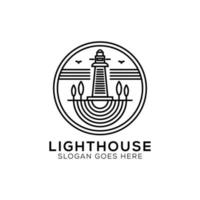schets licht huis logo ontwerp, vuurtoren icoon vector illustratie lijn kunst sjabloon