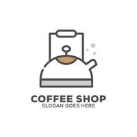 vlak ontwerp waterkoker logo inspiratie, kan gebruikt koffie winkel of cafe en bar logo sjabloon vector