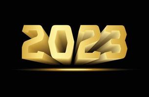 mooi gouden gelukkig nieuw jaar 2023 3d stijl tekst vector