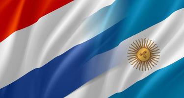 Nederland versus Argentinië spel partituur tafel sjabloon. 3d vector illustratie