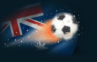 vliegend voetbal bal met vlag van Australië. 3d vector illustratie