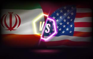 ik rende versus Verenigde Staten van Amerika spel sjabloon. 3d vector illustratie met neon effect